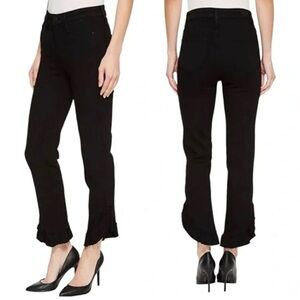 PAIGE Black Ruffle-Hem Ankle Jeans